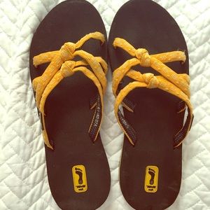 Yellow teva sandals